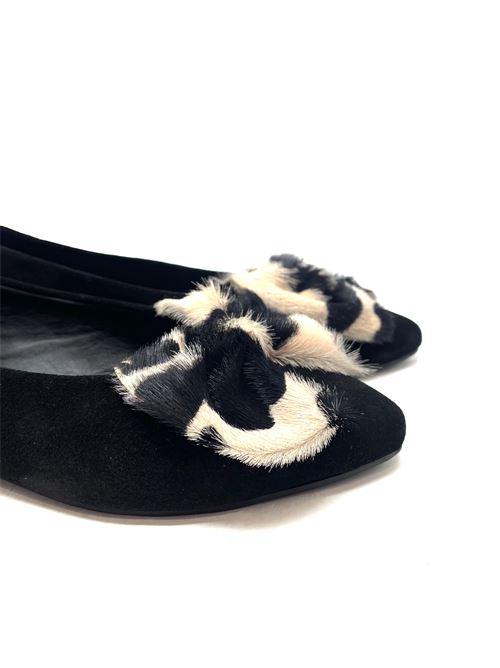 Ballerina con fiocco in cavallino leo IL LACCIO | 716009SUEDEBLACK